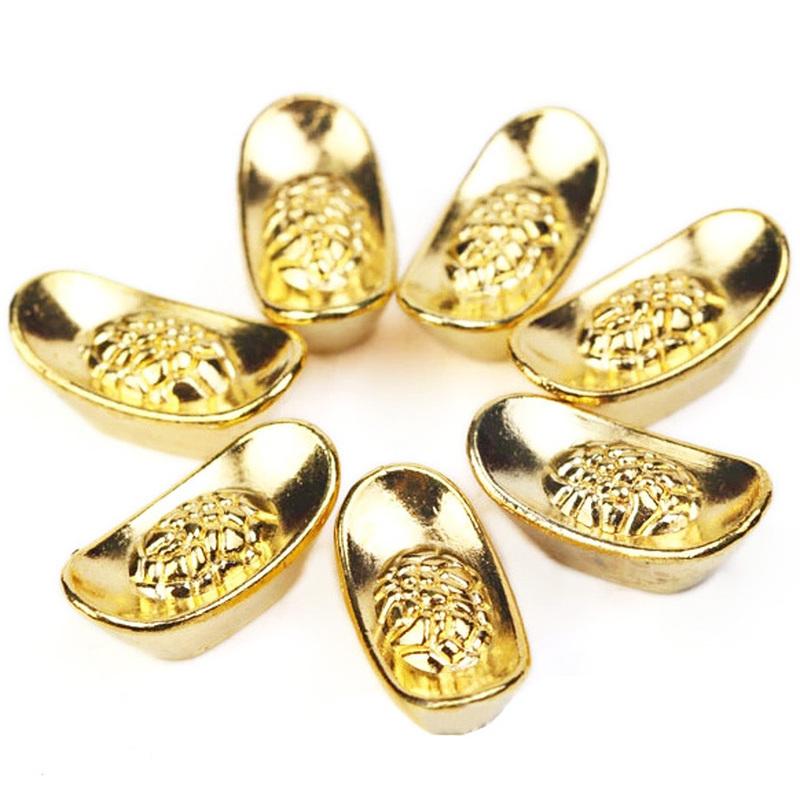 

10pcs/set Chinese Gold Ingot Ornament Lucky Yuanbao Fengshui Decor Metal Mascot Crafts Auspicious Lucky Crafts 20*10*8mm