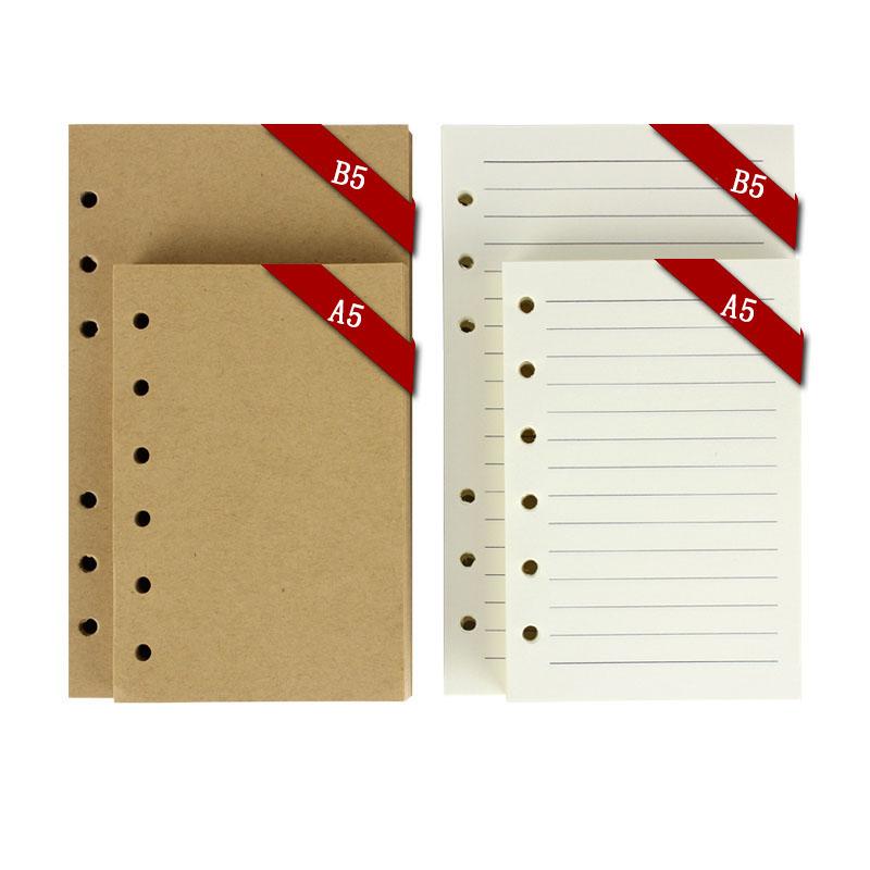 

B5 A5 lined/blank/check/dots vintage kraft wood free refill papers 80 sheets