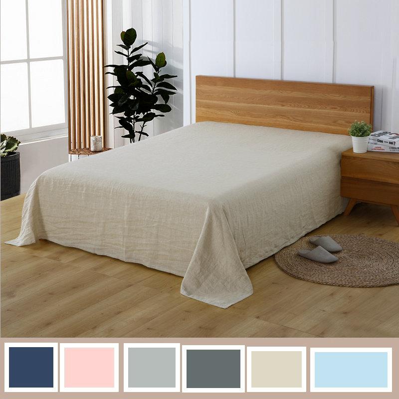 

Multicolor Linen Bedding 100% Pure Linen Flat Sheet 1 Piece, White