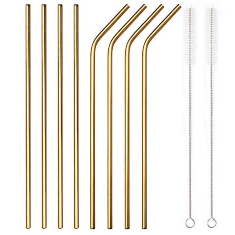 

Portable 304 Stainless Steel Straws Gold-Plated Edge Closed Smooth Straw Drink Straight Straw 8Pcs Set1