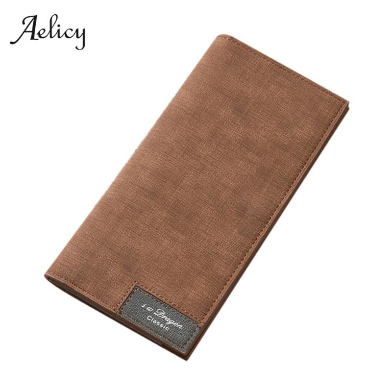 

Aelicy Vintage Men Wallet Male Slim Pu Leather Bifold Business Long Wallet Card Coin Hasp Money Purse Bag Cartera Hombre, Gy