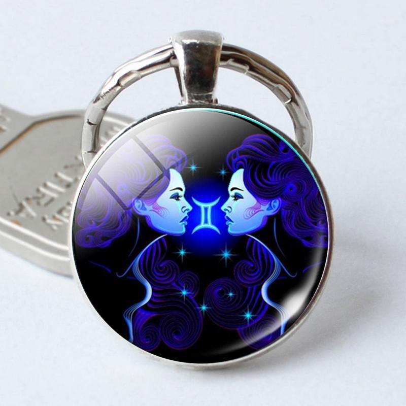 

Zodiac Sign Keychain 12 Constellation Leo Virgo Libra Scorpio Sagittarius Pendant Double Face Keyring1