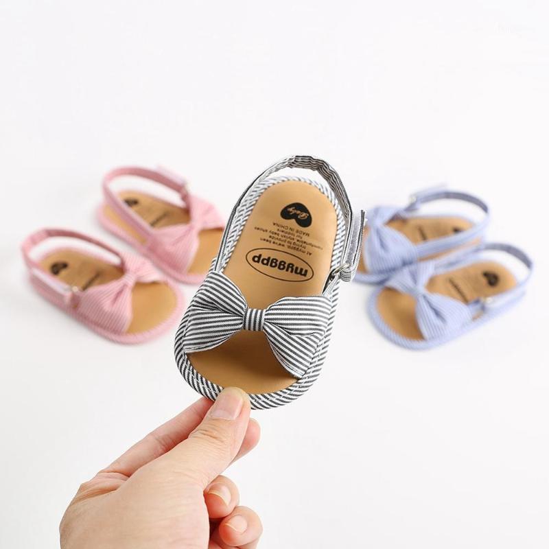 

New Arrival Summer Baby Girls Bow Striped Breathable Anti-Slip Shoes Toddler Soft Soled Shoes -18M1, Black