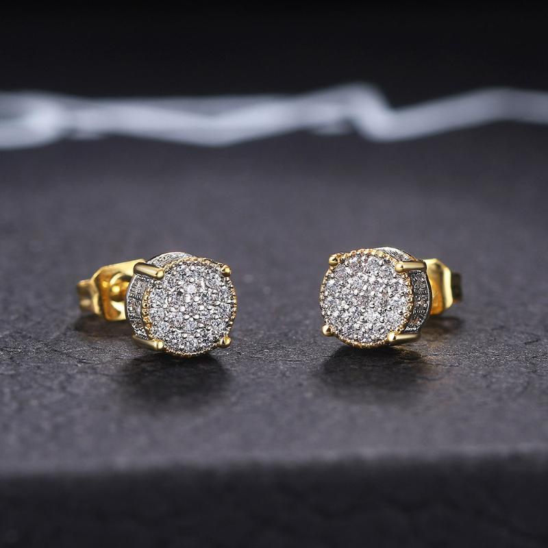 

Stud Earrings For Men Women Gold Color Punk Jewelry Iced Out Zircon Rapper's Hip Hop Accessories Street Culture Jewellry OHE001
