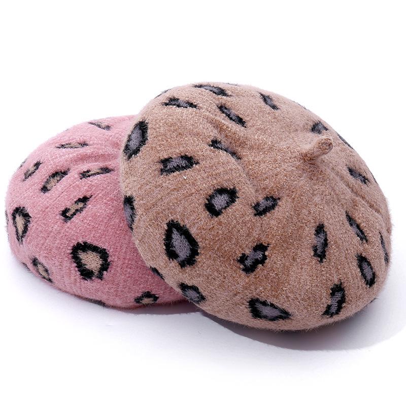 

Women Girl French Leopard Print Warm Wool Beanie Hat Vintage Plain Beret Hats Solid Color Elegant Lady Winter Caps HR122315, Hr122315-c 56-58cm