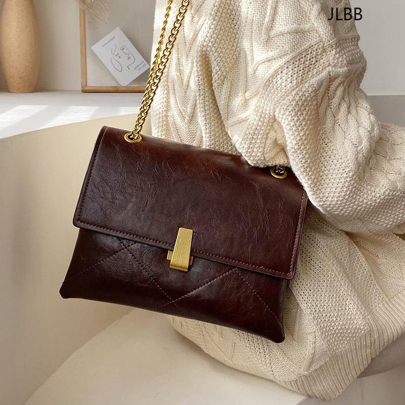 

Luxury Design Chain Women Shoulder Crossbody Bags 2021 New Vintage Brand Ladies Messenger Bags Handbag Casual Totes Female Purse, Black
