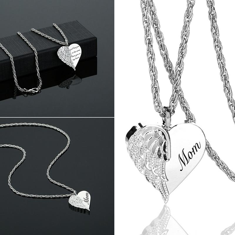 

Angel Wing Hold Heart Cremation Urn Necklace Keepsake Memroial Jewelry