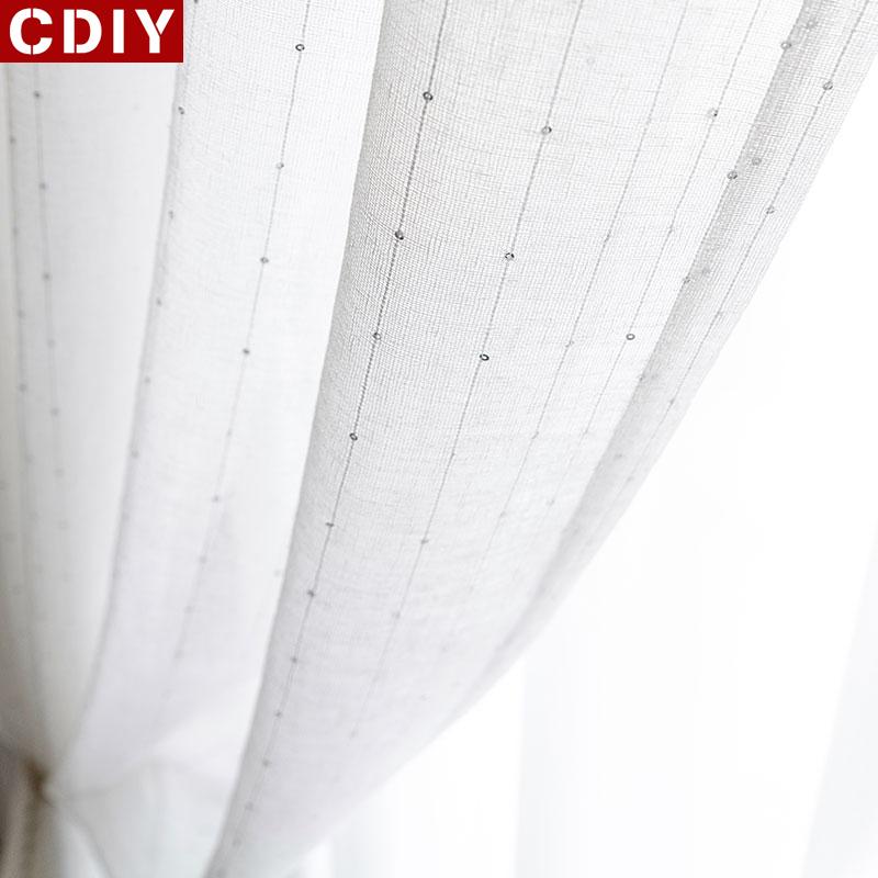 

CDIY Solid White Tulle Curtains For Living Room Bedroom Embroidery Sheer Curtains Voile Window Treatments Drapes Blind