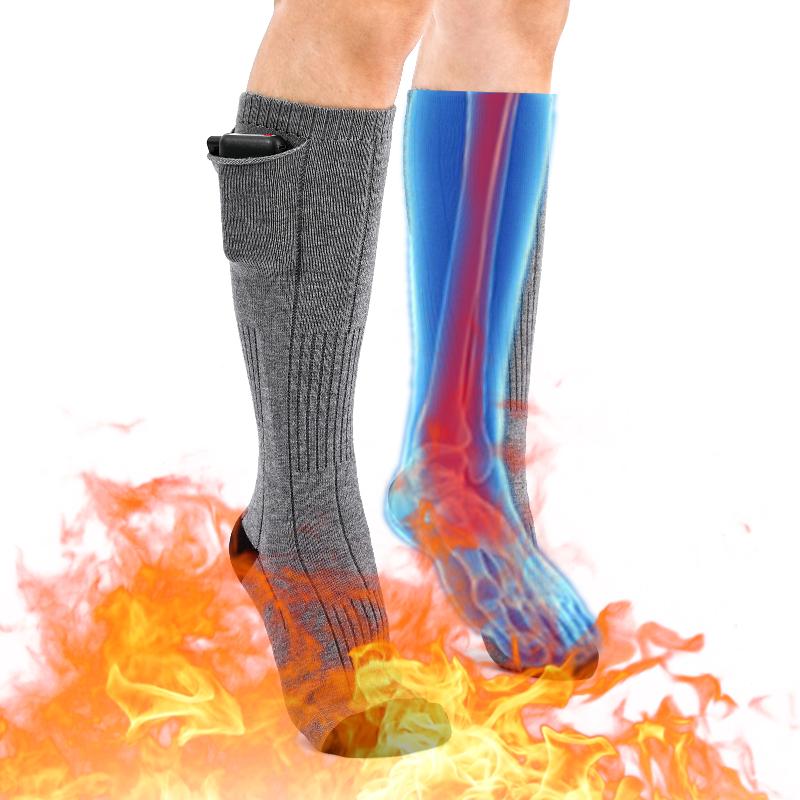 

Elastic Wire Electric Heating Socks Adjustable Temperature Lithium Battery 3.7V Electric Heating Socks, Gray 2200ma