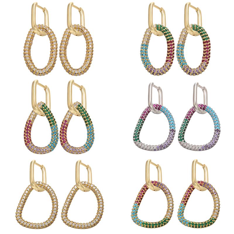 

HECHENG 1pair Geometric shape earrings wholesale colorful CZ for women oval shape drop irregular for VD738