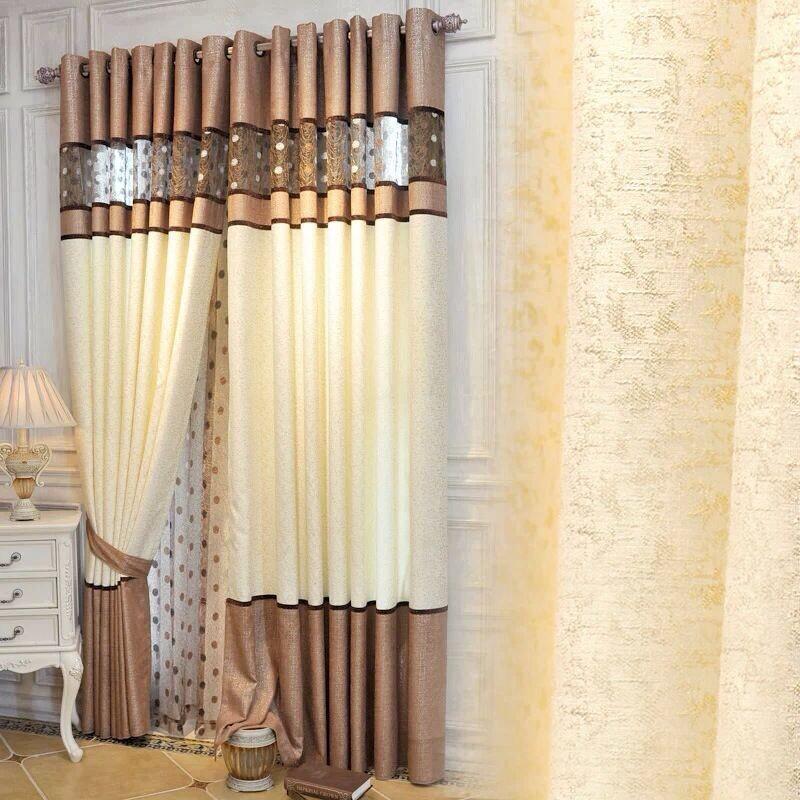 

Senisaihon High Quality Luxury Fabric Blackout Curtains Bedroom Kitchen Curtains for Living Room Modern Splicing Curtain Window1, Gray tulle