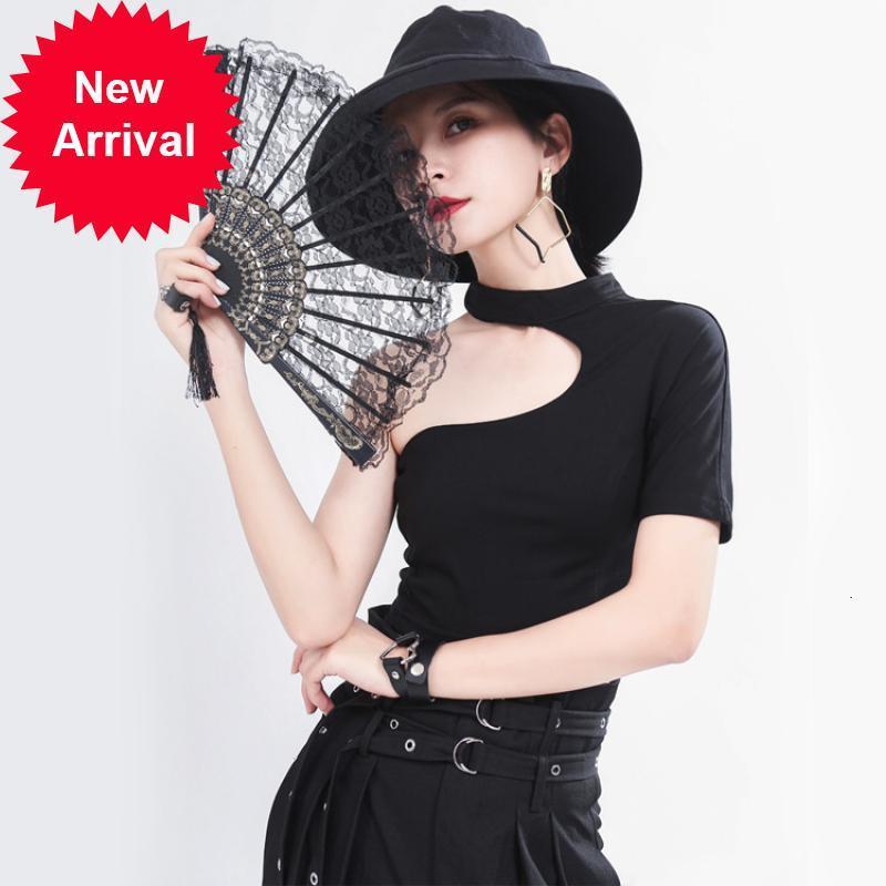 

New Sexy 2021 Black Dress Turtleneck Sleeves Off the Shoulder Top Female Short Shirt Summer Clothes DV7K