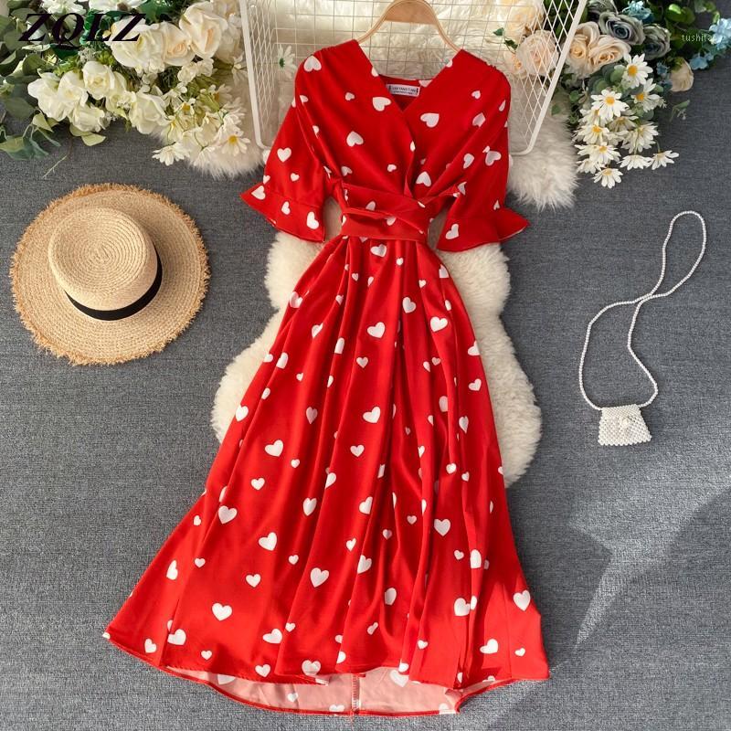 

ZQLZ Summer Party Dress Women 2020 New V-neck Short Sleeve Party Vestidos Mujer Casual Beach Maxi Print Cotton Dresses Female1