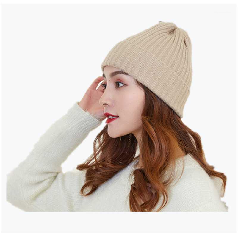 

1189 New Winter Hat for Women Cashmere Knitted Beanies Thick Warm Ladies Wool Angora Hat Female Hats1, Blue