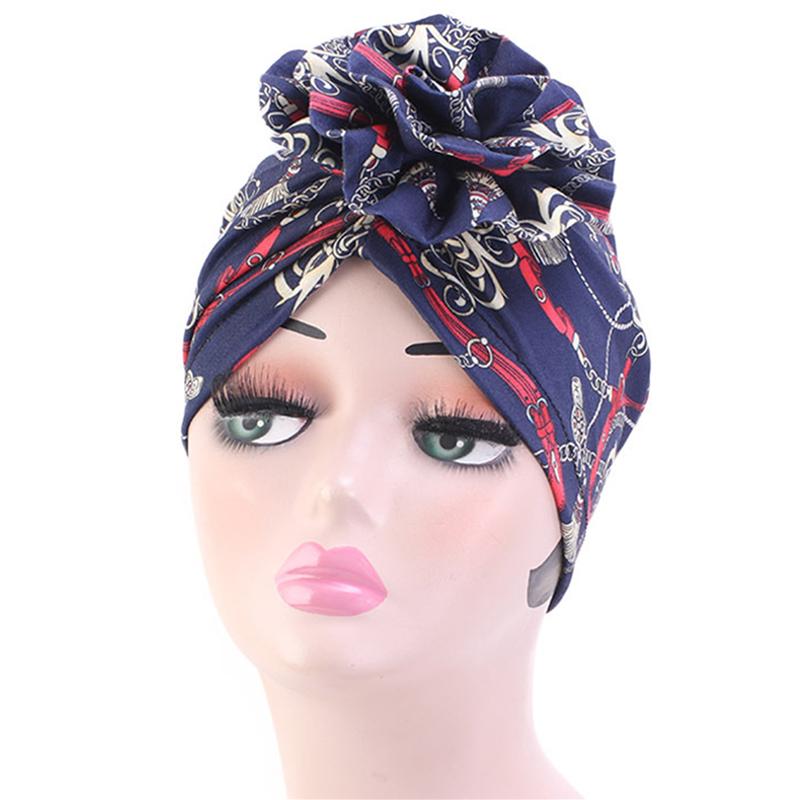 

Hat Women Headgear Boho Style Muslim Reciprocity Beanie Hat Women Knot Twist Fashion Flower Print Ladies Turban, Style10