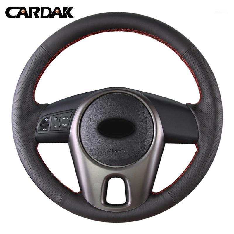 

CARDAK Black Artificial Leather Car Steering Wheel Cover for Kia Forte Kia Soul Rio 2009 2010 20111