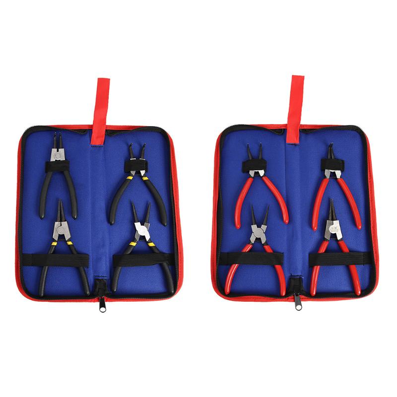 

4pcs Retaining Clip Circlip Pliers Set Elbow Straight Snap Ring Repair Tool
