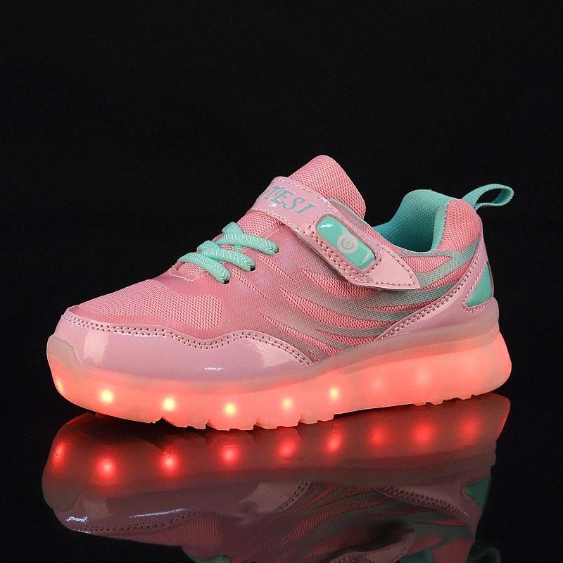 

2018 New Children Shoes Hot Light Led luminous Shoes Boys Girls USB Charging Sport Casual Led Kids Glowing Sneakers #g711