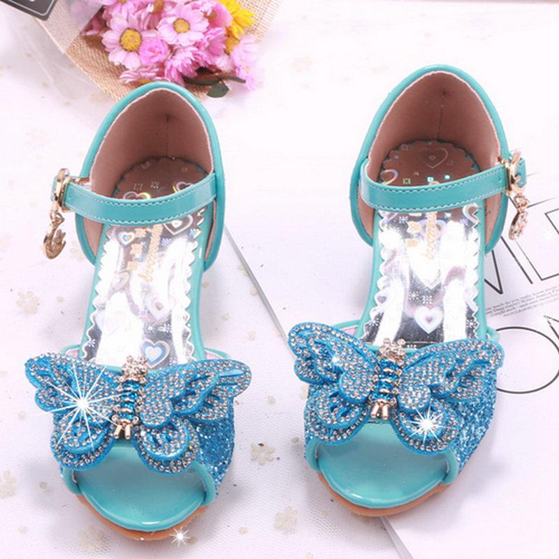 

Brand kids girls sandals high heel children shoes summer princess sandal butterfly shoes wedding party dress girl shoe, Pink