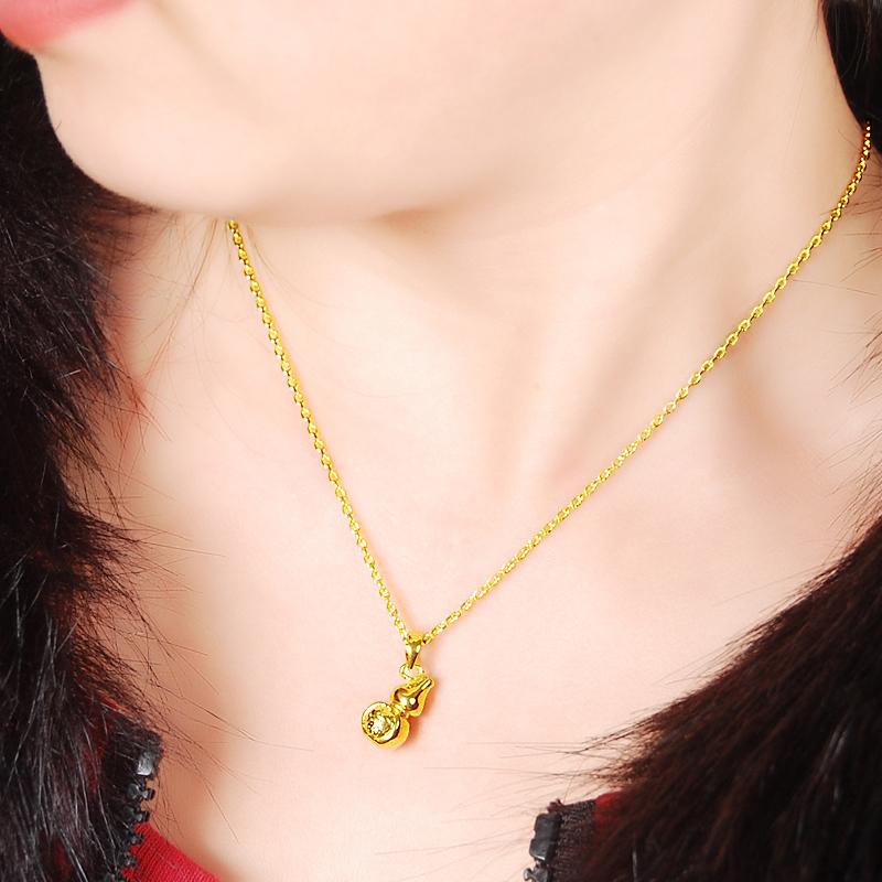 

New Vintage Style 24K Gold Plating Pendant Cute Gourd Pendant Necklace Link Chain for Boys Gils Men Women Yellow Gold Color Gift