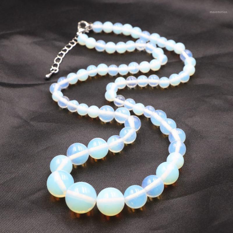 

New Fashion Women Chokers Chain Sri Lanka Moonstone Round Beads Opal Stone Pendant Necklaces Tower Chain Gifts Jewelry 18" A8481