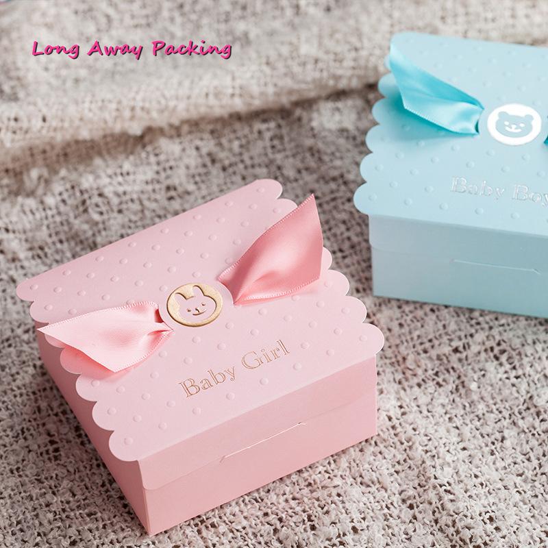 

10pcs/lot Pink/Blue Cute Bear Candy Box Wedding Birthday Party Baby Shower Chocolate Box Festival Party Gift