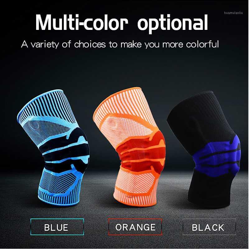 

1PCS Knee Patella Protector Brace Silicone Spring Knee Pad Basketball Running Compression Sleeve Support Sports Kneepads1, Red 1pcs