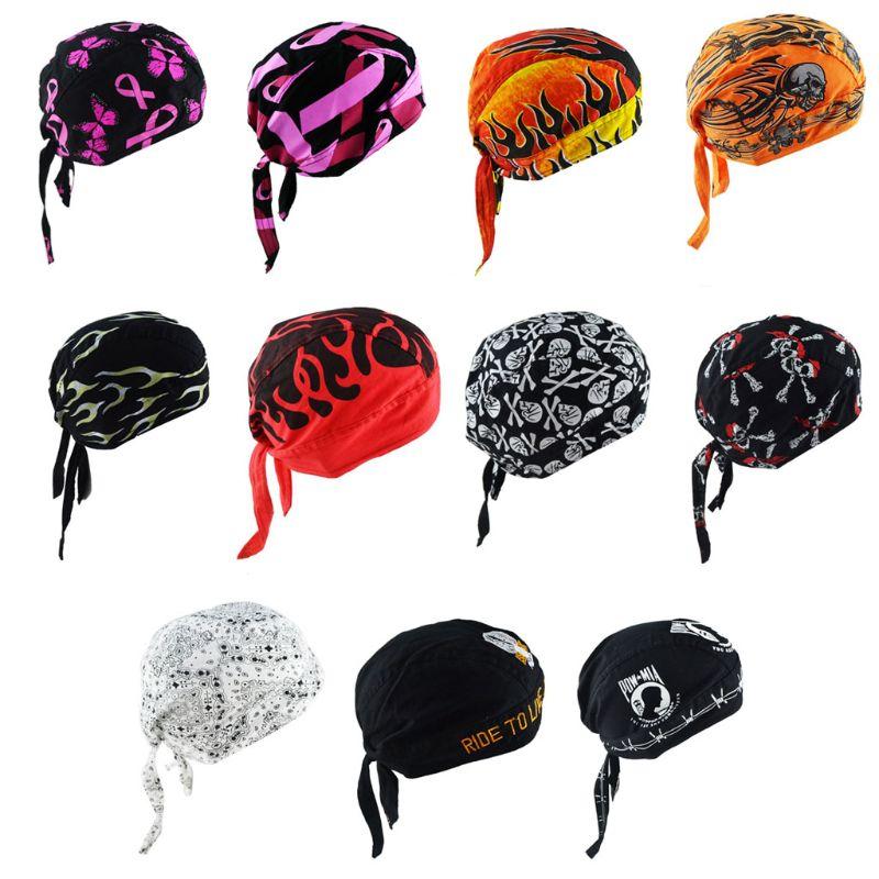 

Unisex Cotton Print Multi-color Headscarf Hat Street Hip-hop Pirate Hats Outdoor Riding Bicycle Scarf Cap 2XPD, Army green