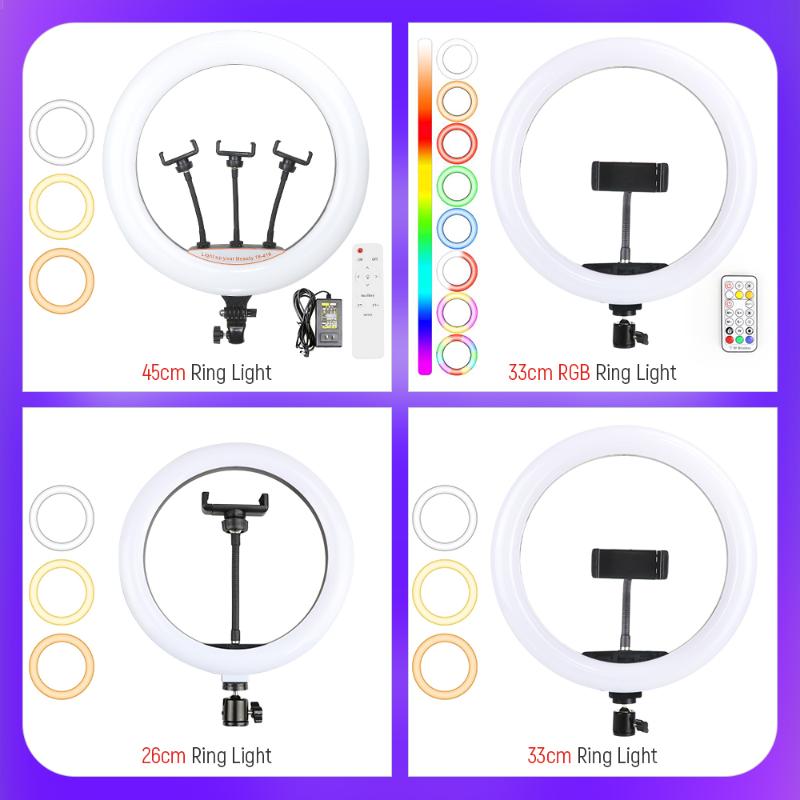 

26cm 30cm 45cm Ring Light 3 Colors Fill Lamp For Makeup Youtube Video Light Selfie LED Ringlight Photography Photo Studio Lamp