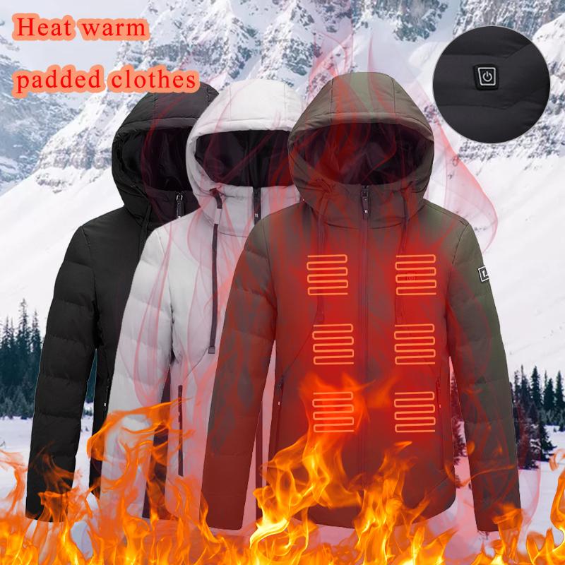 

Electric Heated Jackets Male Down Jacket Outdoor Coat USB Electric Heating Hooded Winter Male Thermal Warme Jacket Winter Coat, Green