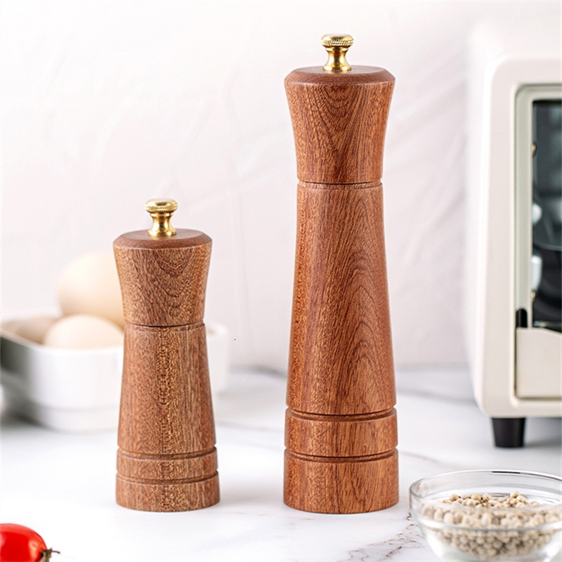 

2021 New Salt Handheld Seasoning Wood Pepper Mill Set Bbq Tools Mills Grinder Spice Milling Machine Cooking Qfhu