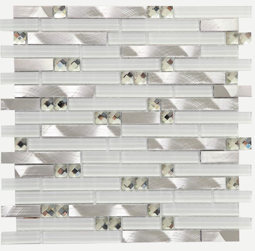 

Strip white glass diamond kitchen backsplash tiles,LSGM02, As pic