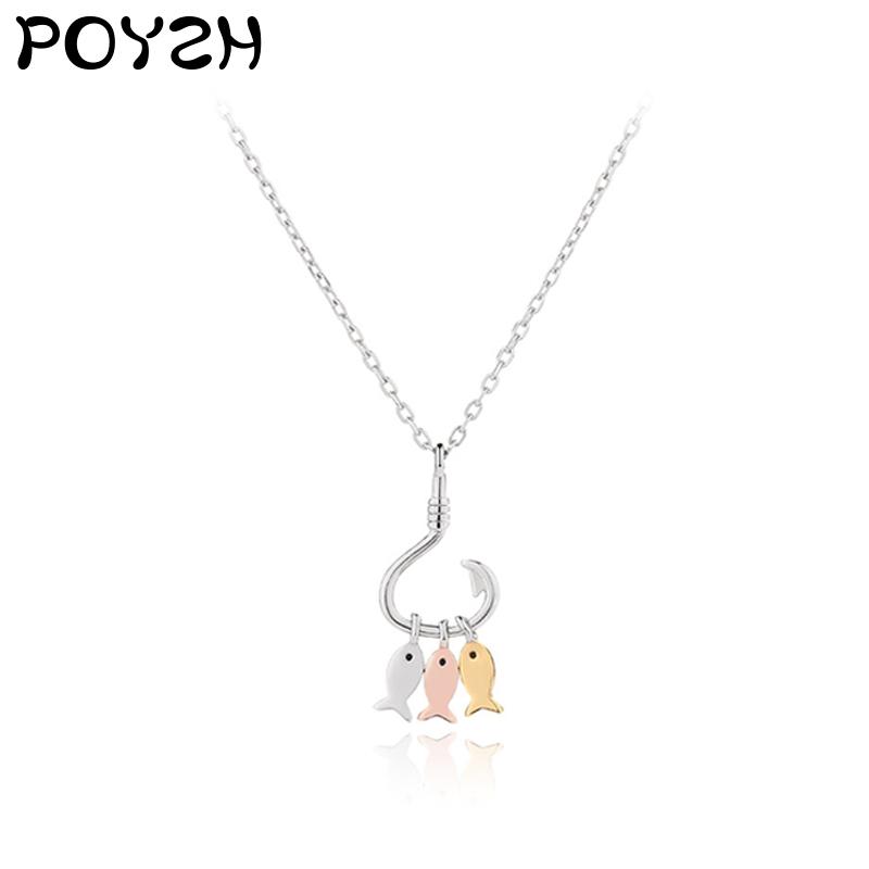 

Silvery Pendant Necklace Metal alloy Fish hook fish Simple Fashion Animal Necklace Girls and Women's Party Jewelry