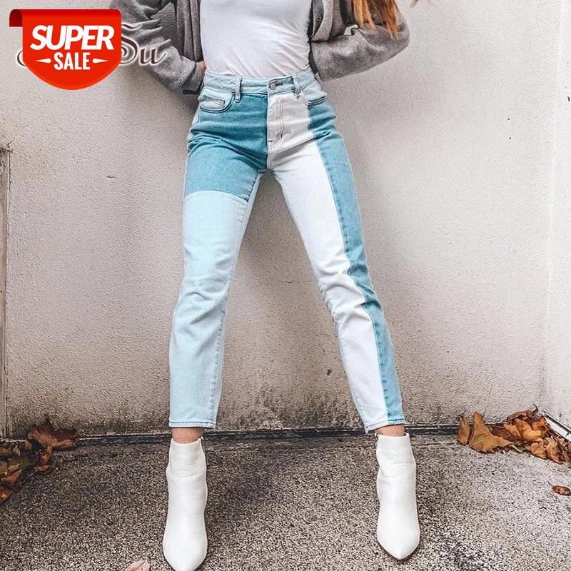 

ArtSu Patchwork Skinny Pencil Jeans Women Vintage High Waist Pants Capris Elegant Chic Long Trousers Ladies Streetwear PA52372 #Fs0T, Black;white
