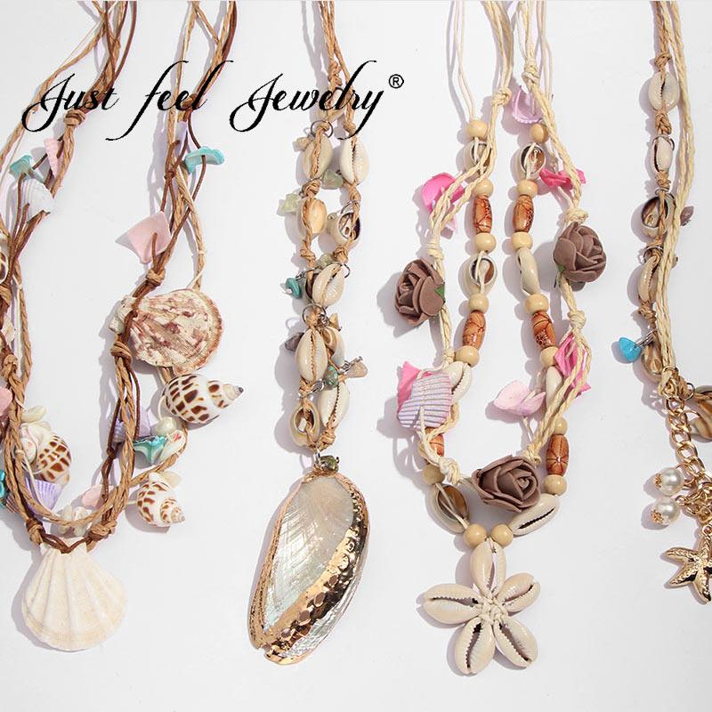 

JUST FEEL 2020 New Bohemian Handmade Shell Conch Statement Necklaces Pendants for Women Gift Brand Design Wedding Collar Chokers