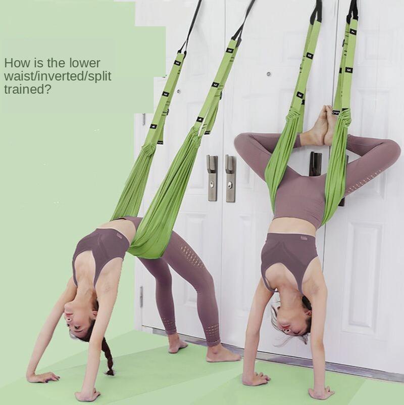 

Aerial Yoga Inverted Rope Lower Waist Trainer with Elastic Belt Female One-character Horse Dance Practice Auxiliary Pull Rope, Red