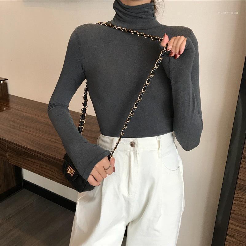 

Women Sweater Turtleneck Bottoming Shirt Pullover New Solid Soft Warm Up Collar High Collar Long Sleeve Elasticity Clothes1, Black