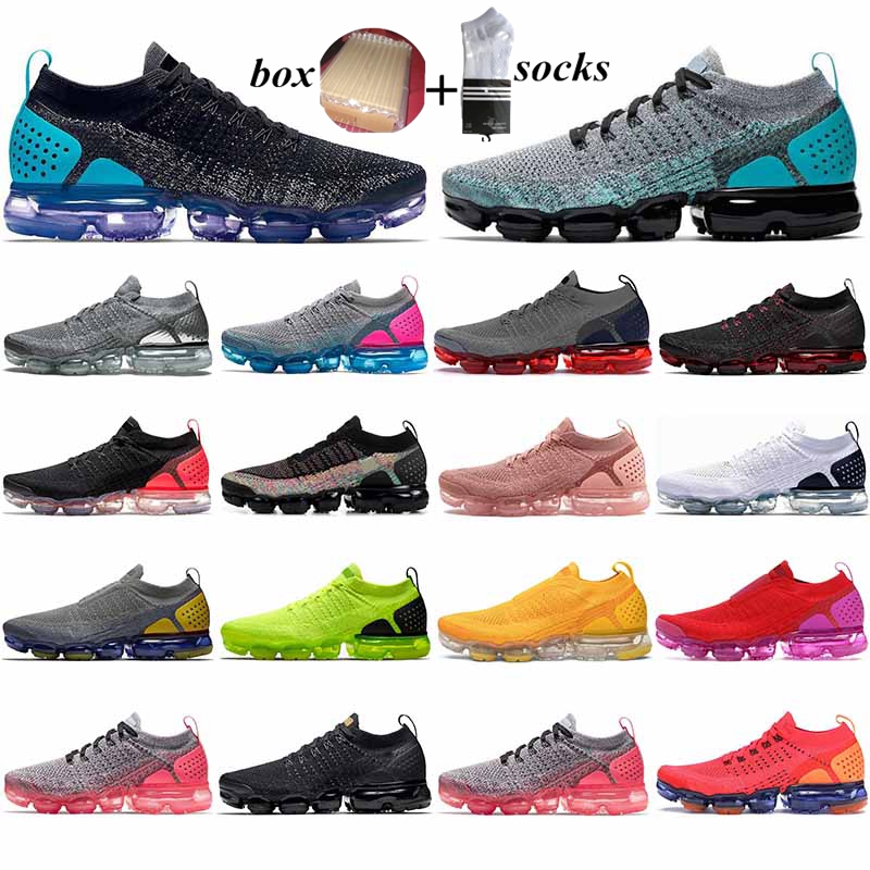 

With Box 2021 Fly 2.0 Running shoes for womens and men Dark Grey VOLT Black Multicolor mesh sports mens trainers women sneakers
