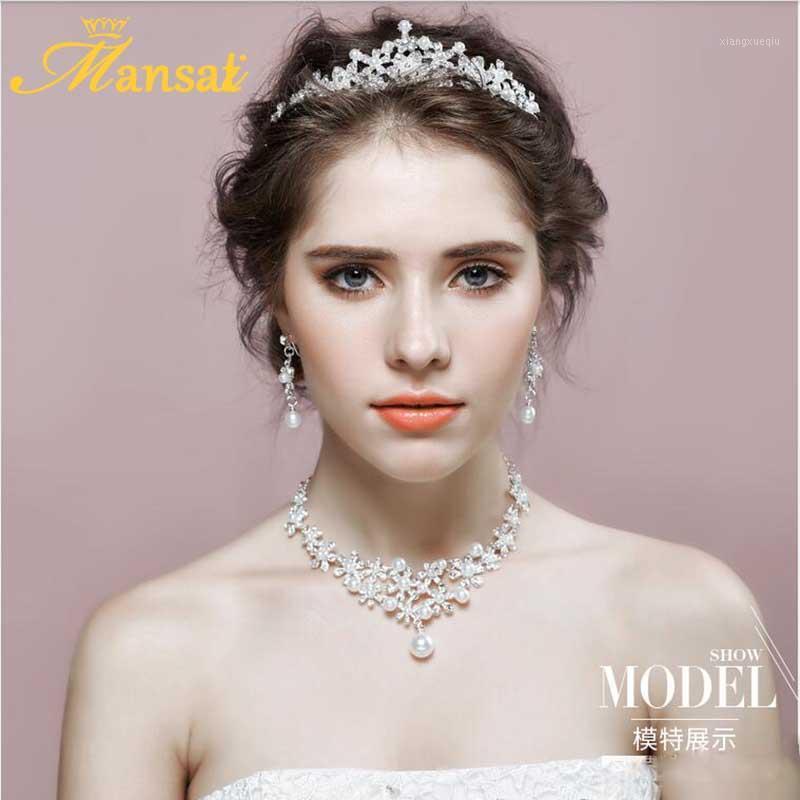 

Hair Clips & Barrettes Elegant Imitation Pearl Tiara Bride Jewelry Tiaras And Crowns Accessories Bridal Flower Crown With Rhinestone HG006, Golden;silver