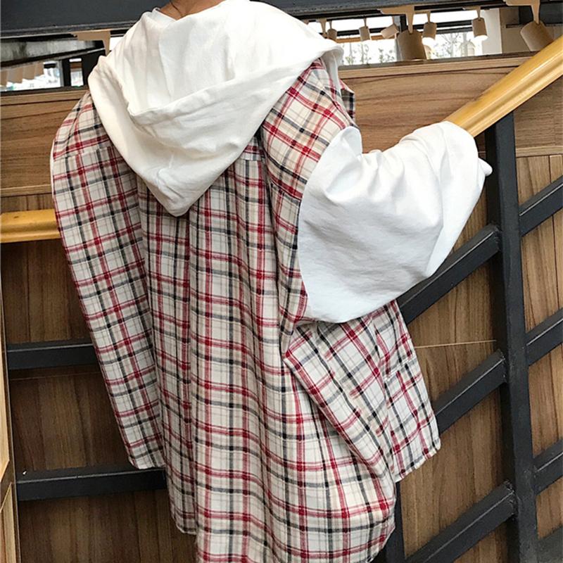 

Jacket Autumn Spring Women's Costumes Loose Plaid Coat Large Size Streetwear Women's Hoodies Big Size Long sleeves Coat C 253, Picture color 1