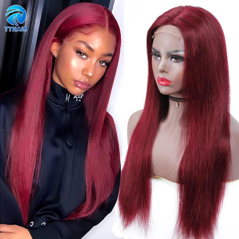 

Ombre Human Hair Wig Burgundy Lace Front Wig Human Hair Wigs 13x4 Honey Blonde 4x4 Closure Straight Brazilian Remy 150%, As pic