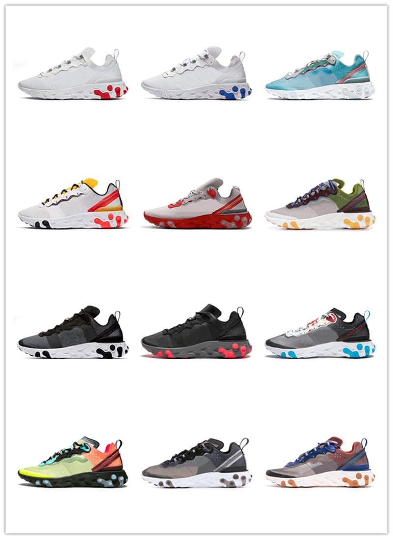 

2019 React Element 87 55 Undercover X runner sports shoes men women Navy blue walking shoes 36-45 Man Casual Training shoes, 19