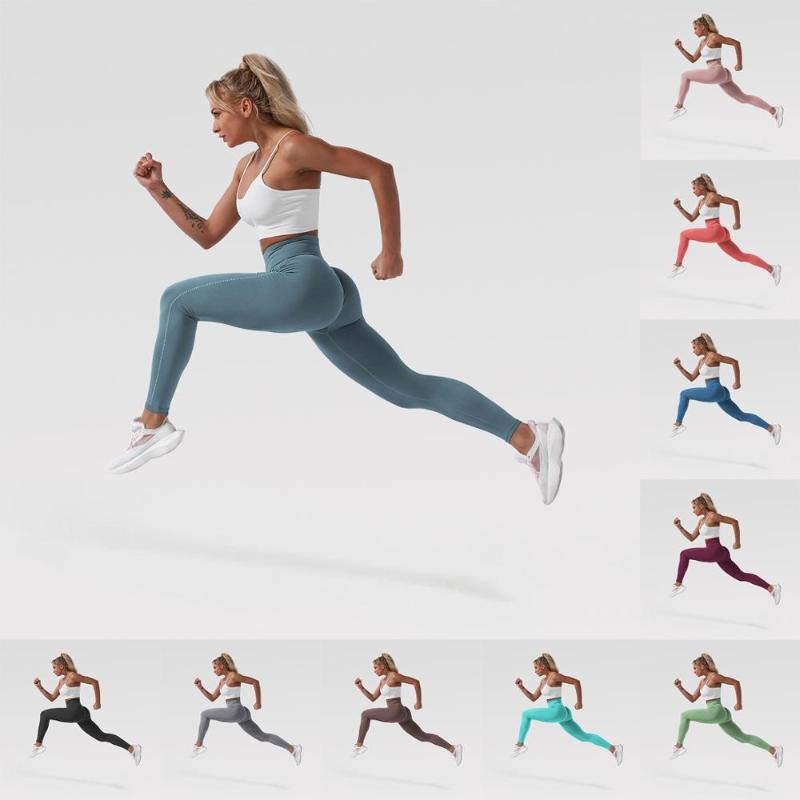 

VitalSeamlessLeggingWomenFitnessRunningGymSlimYogaPantsHighWaistPushUpStretchWorkoutSolidKnittingLeggingSport, Black