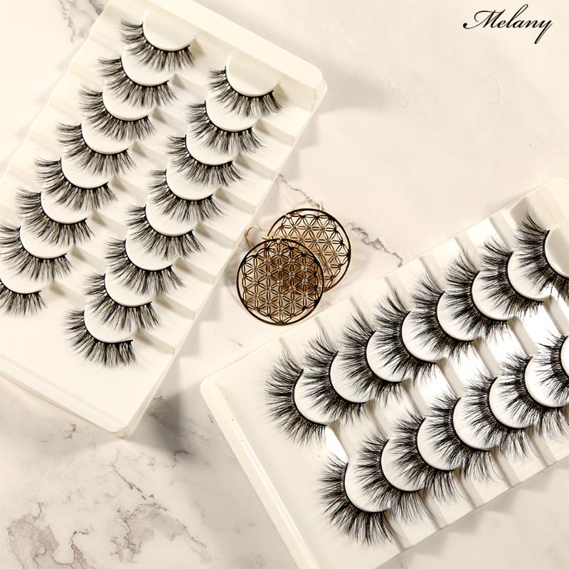 

Melany 8 Pairs/Set 3D Mink False Eyelashes Natural Thick Soft Fake Faux Eye Lashes Extension Handmade Cruelty-Free for Beauty
