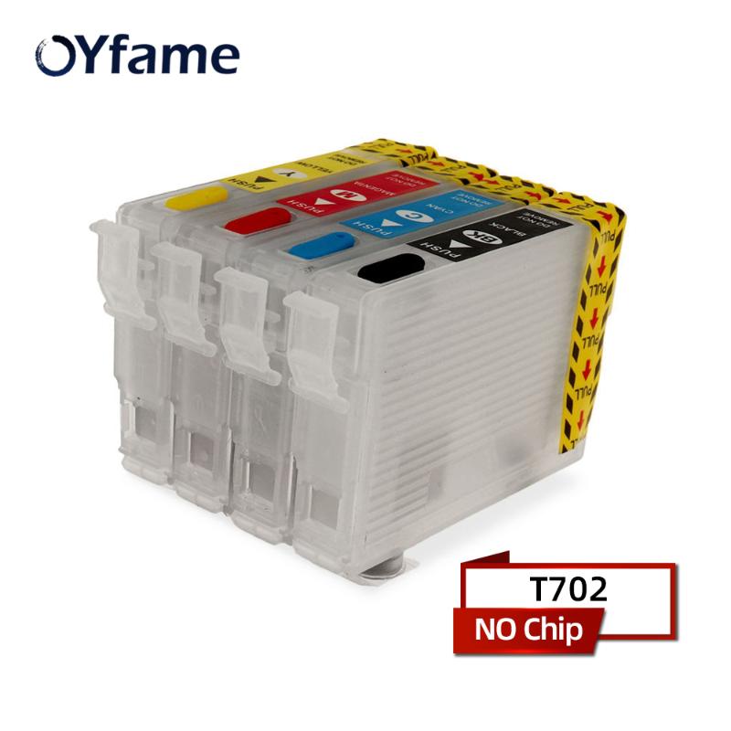 

OYfame T702 T702XL Refillable Ink Cartridge NO Chip For for Workforce Pro WF-3720 WF-3733 WF-3730 Printer Cartridge