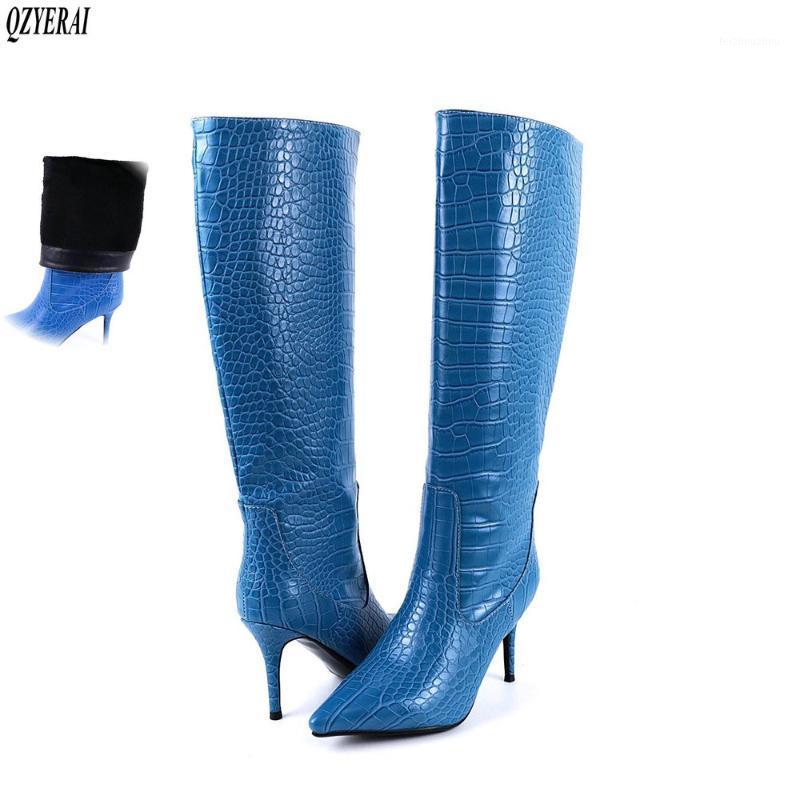 

New winter style women shoes The knee high boots Fashion boots women sexy Fish scales Female snow1, Brown