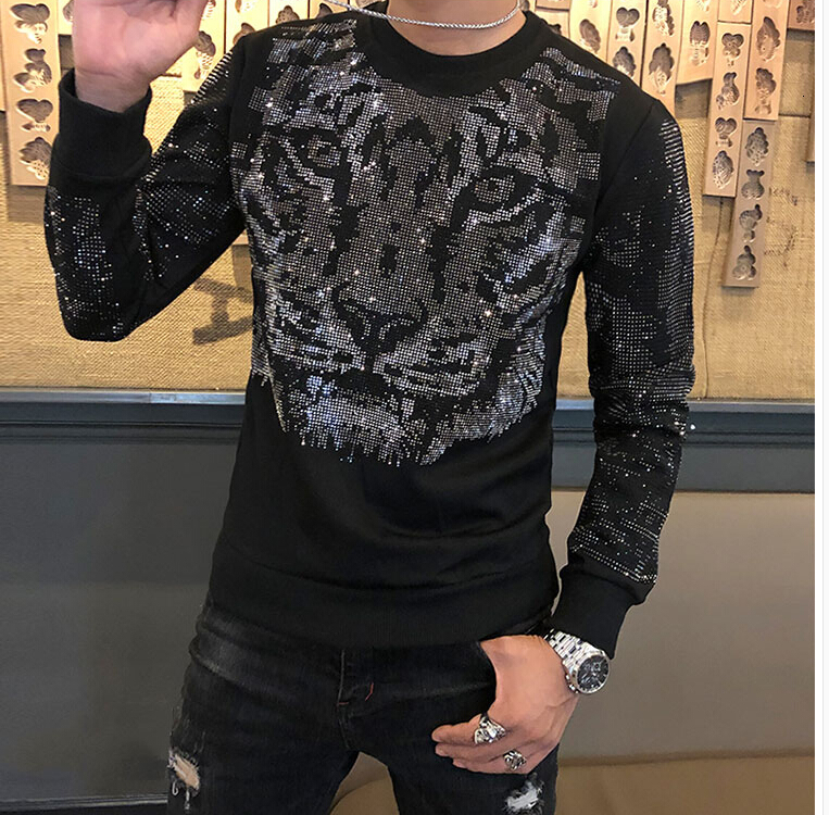 

Wearing Men's Winter Clothes Hoodies Man's Shirts Hip Hop Streetwear Diamond Face Man with Hoodie Ycoi, Black