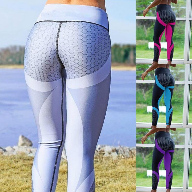 

Sexy Mesh Printed Fitness Sports Leggings Women Running Yoga Pants Elastic Slim Push Up Leggins Seamless High Waist Leggings