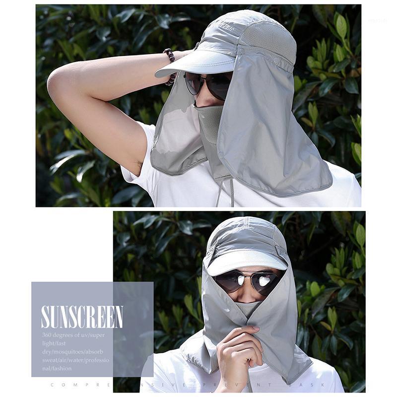 

360 Degree UV Protection Ear Flap Neck Cover Sun Hat Cap for Outdoor Fishing Hunting Hiking Cycling Caps Fisherman's Caps1, Khaki