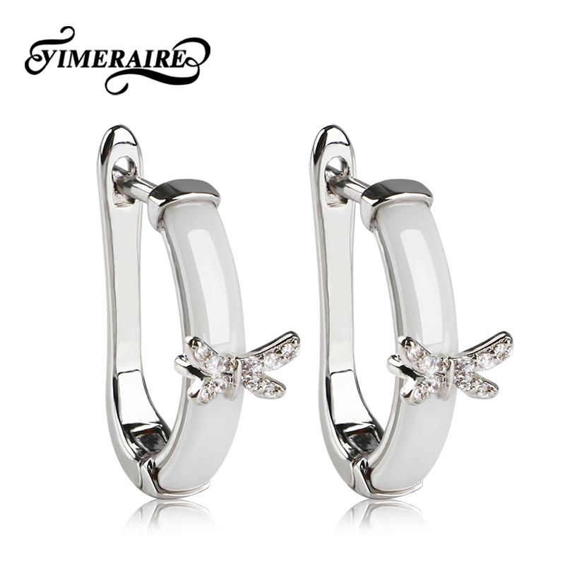 

Stud Fashion Ceramic Earrings Cute Plus Butterfly Shape Cubic Zirconia Jewelry For Women Girls Gift Engagement Wendding